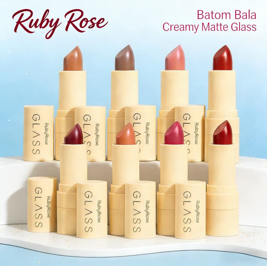 🎁Presente da cor 6🎁-Batom Bala Creamy Matte Glass - Ruby Rose - FHB-567 - Em stock Envio imediato