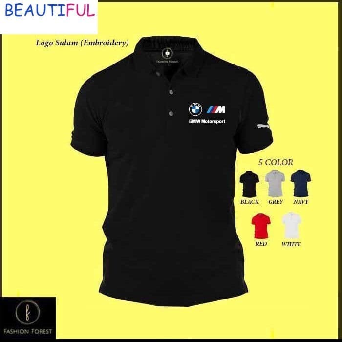 Camisa Polo Com Gola Jersi De Fibra Ultrafina De Secagem Rápida Sulam BMW Motocicleta Masculina E Feminina