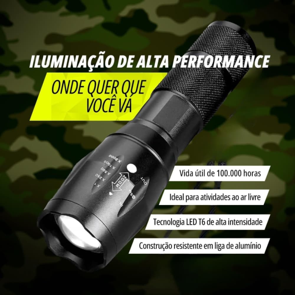 Lanterna Tática Portátil MINI a Pilha com Zoom Telescópico Kapbom KA-L1589