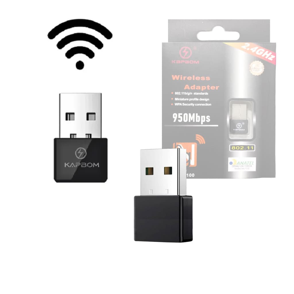Adaptador USB Receptor Wireless para Rede WiFi Sem Fio PC Notebook Kapbom KA-1100