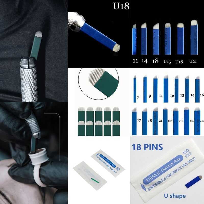 Kit Lâminas Tebori Flex e U para Técnicas de Sobrancelhas Profissionais 10 a 50 un - Lâmina Tebori
