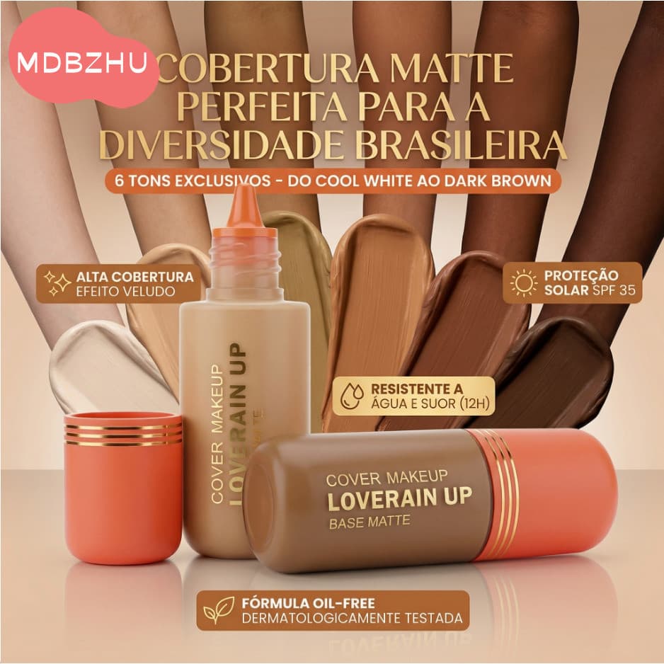 Base Matte Lové Rain Cover Up LR-F2016 - Ótima Cobertura e Acabamento Aveludado