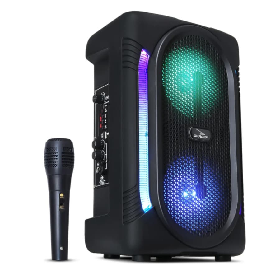 Caixa de Som 6.5 Polegadas Dupla Eletrônica Som Sem Fio para Festas com Microfone Sem Fio para Karaoke