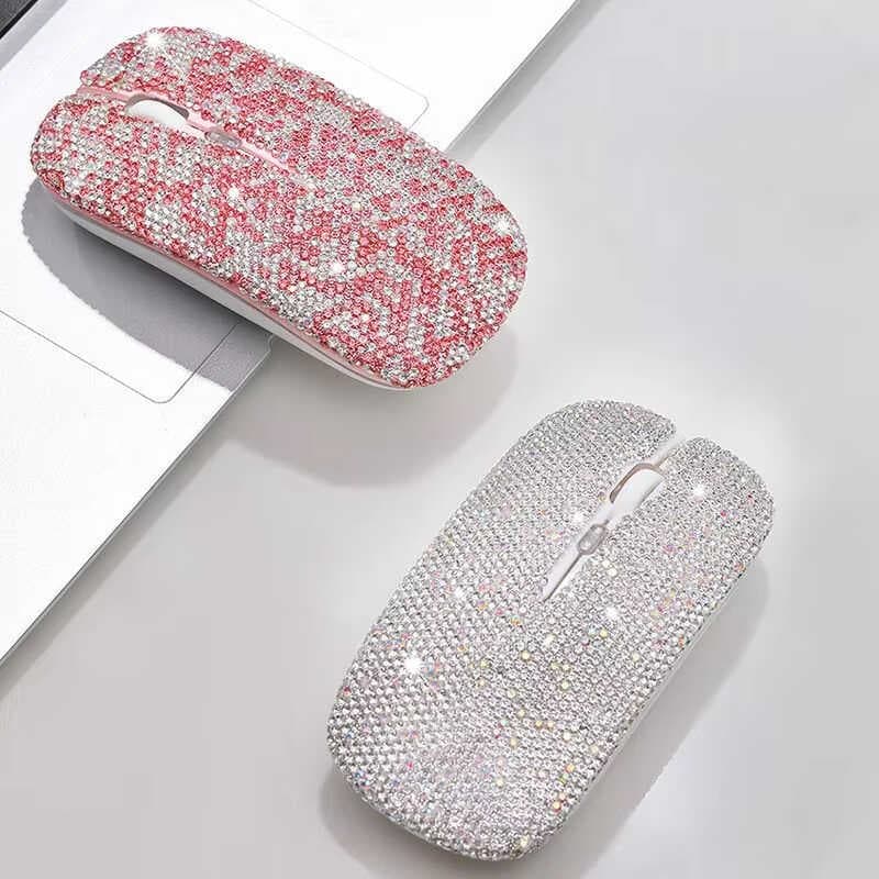 Rato Sem Fio Bluetooth Strass Ratos Recarregáveis Silenciosos Portáteis Para Computador Portátil