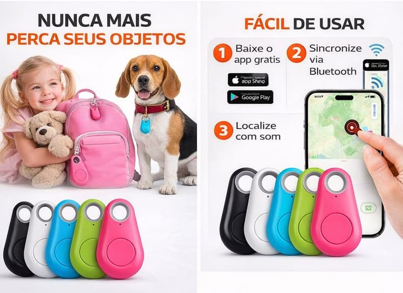 Rastreador Bluetooth Anti-Perda Localizador Para Chaves Pet