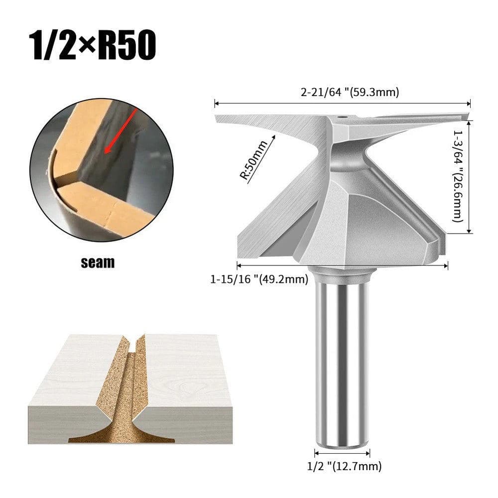 Fresa de Tupia para Juntas de Canto Arredondado 1/2" R50 Pemium