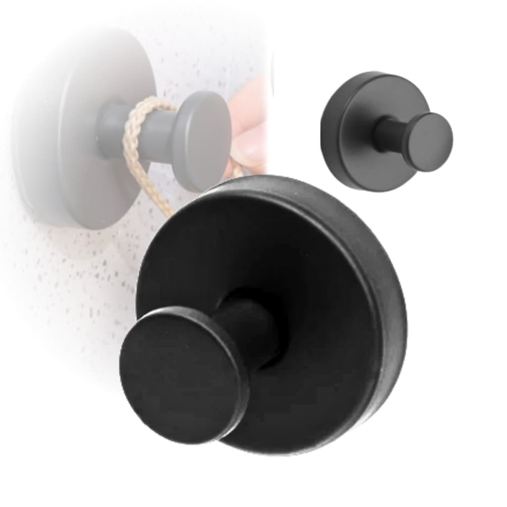 Ganchos De Parede Preto Fosco Inox Banheiro
