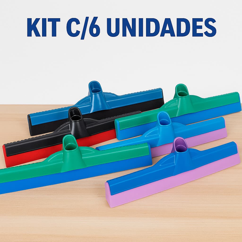 Kit com 6 Rodos de Limpeza 40cm - Ideal para Uso Doméstico e Profissional - Cores Sortidas