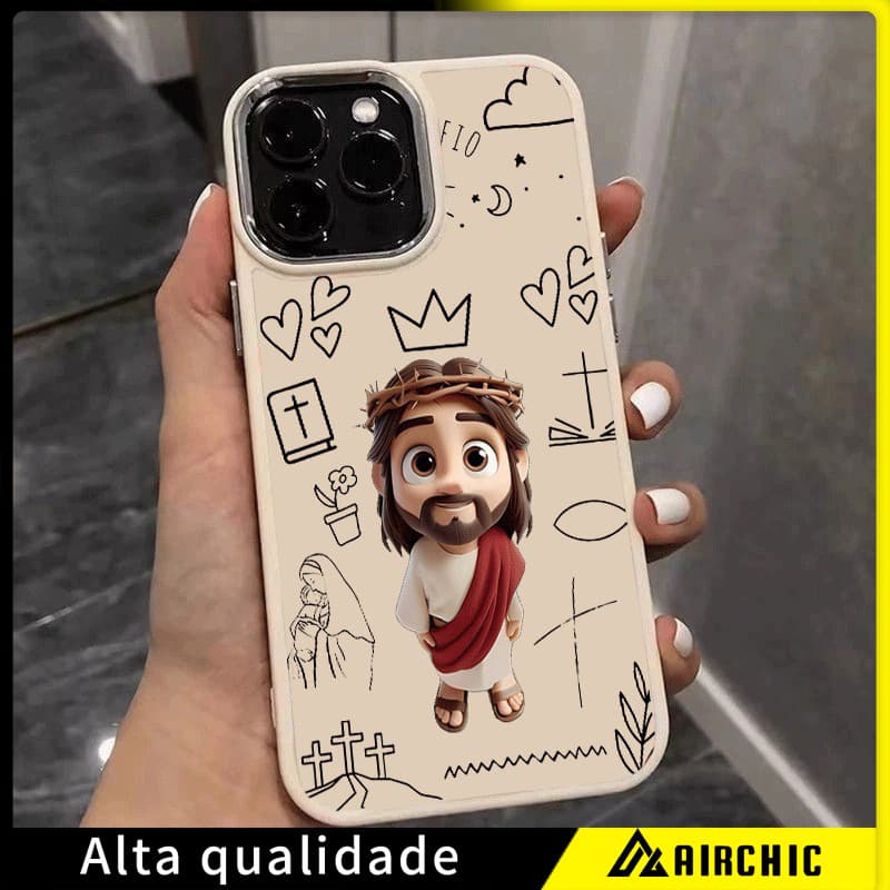 Capinha Capa de Anti queda Moldura de metal para Jesus IPHONE XR XS MAX 11 12 13 14 15 16 17 PRO MAX 14 15 16 PLUS