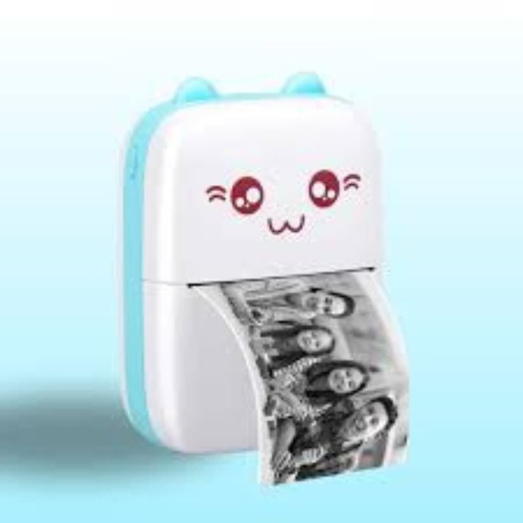 AZUL CLARO E BRANCO - Mini Impressora Termica Portatil Gatinho