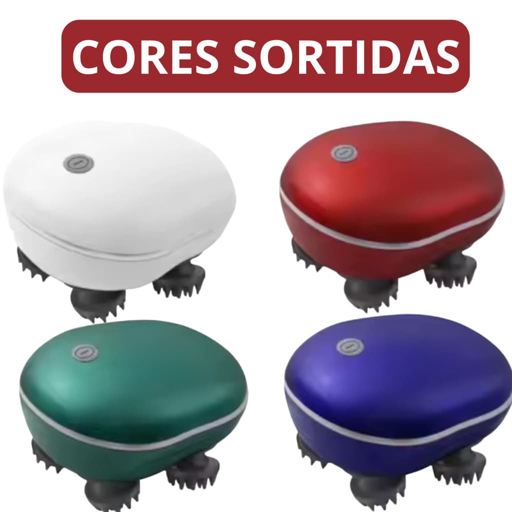 Massageador Elétrico Cabeça Couro Cabeludo Corpo 4 Cabeças 96 Pontos Massageador Capilar Relaxamento Recarregável