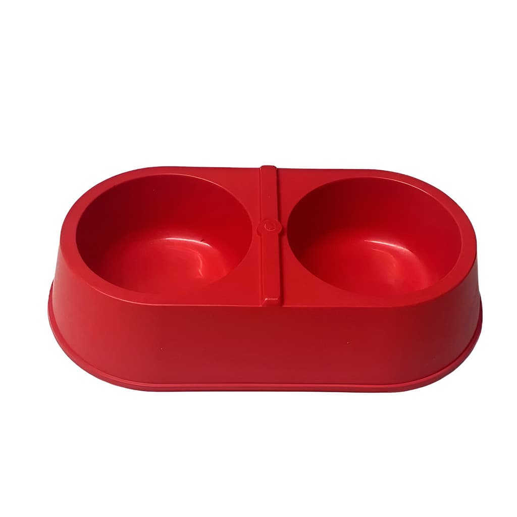 Vasilha Comedouro Duplo Água Ração Cachorro Gato Cor:Vermelho