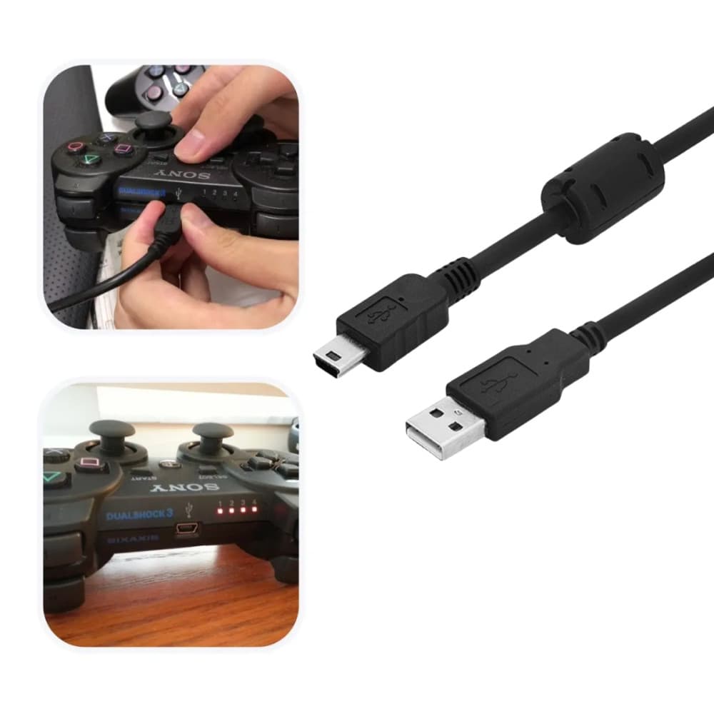 Cabo V3 Mini USB 5P  -  para Controle Gamer PS3  -  KA-355