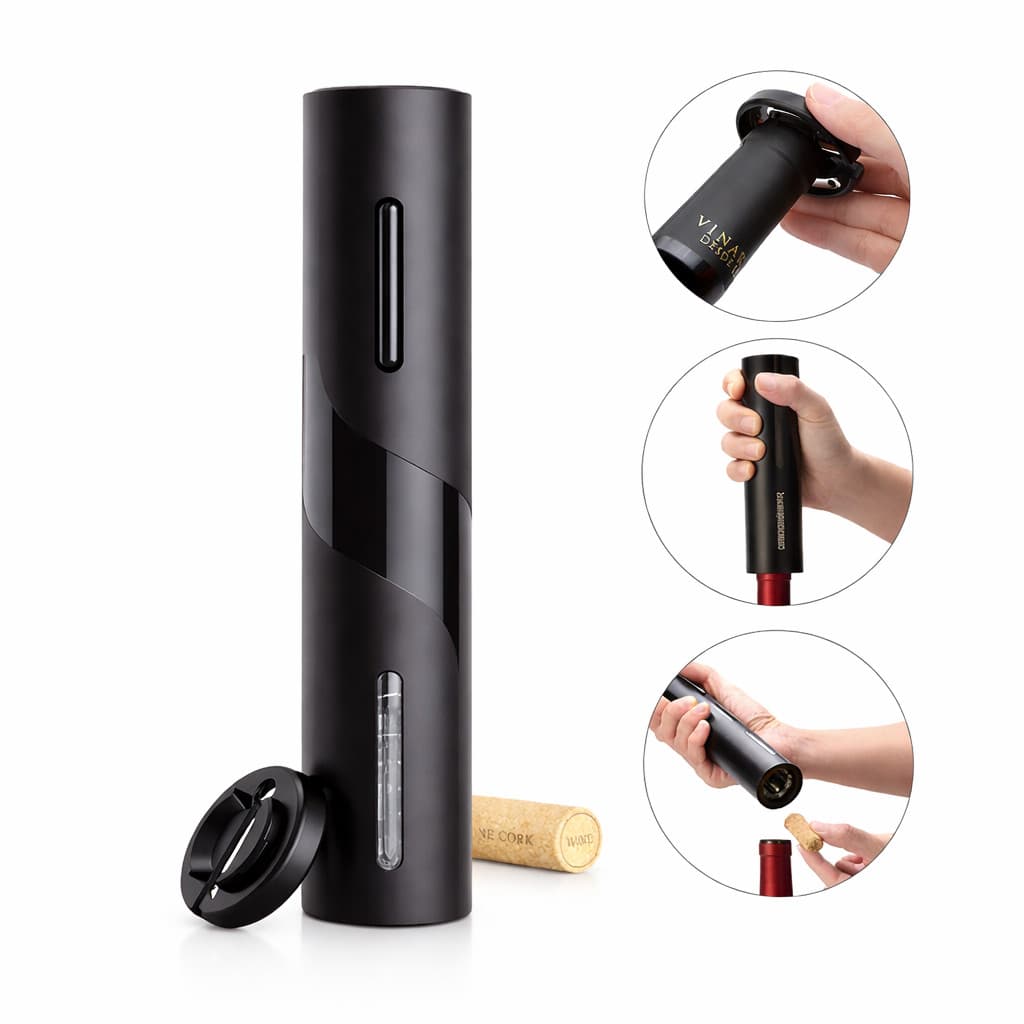 Abridor De Vinho Saca Rolhas Elétrico Automático Profissional Com Cortador De Lacre Portátil Premium MR Store Pilha AA