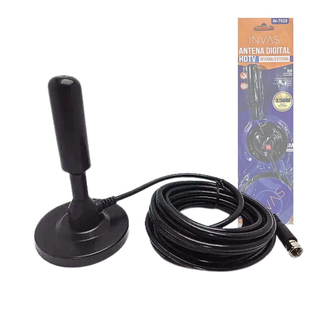 Antena digital Inova IN 7028 HDTV interna externa cabo 5m sinal forte imagem clara