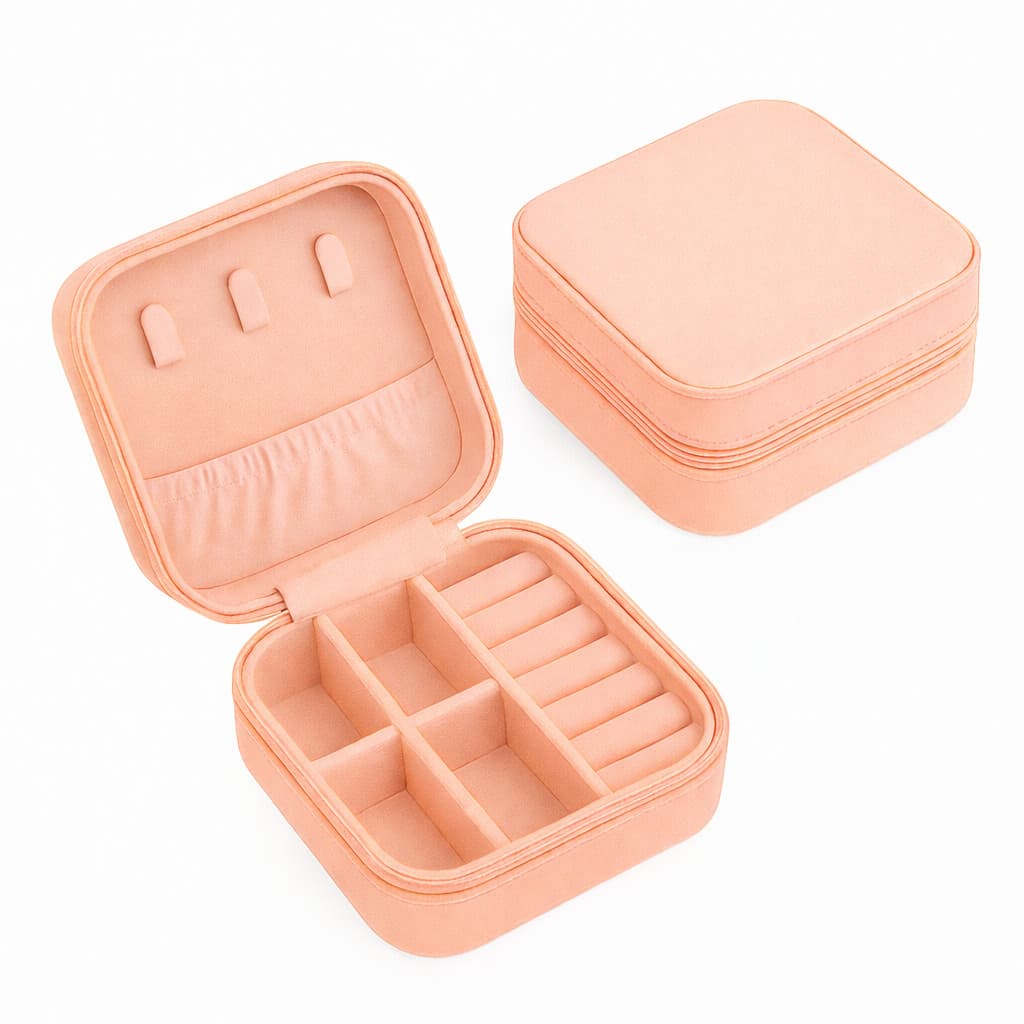 Mini Porta-Jóias em Couro Sintético - COR SALMÃO