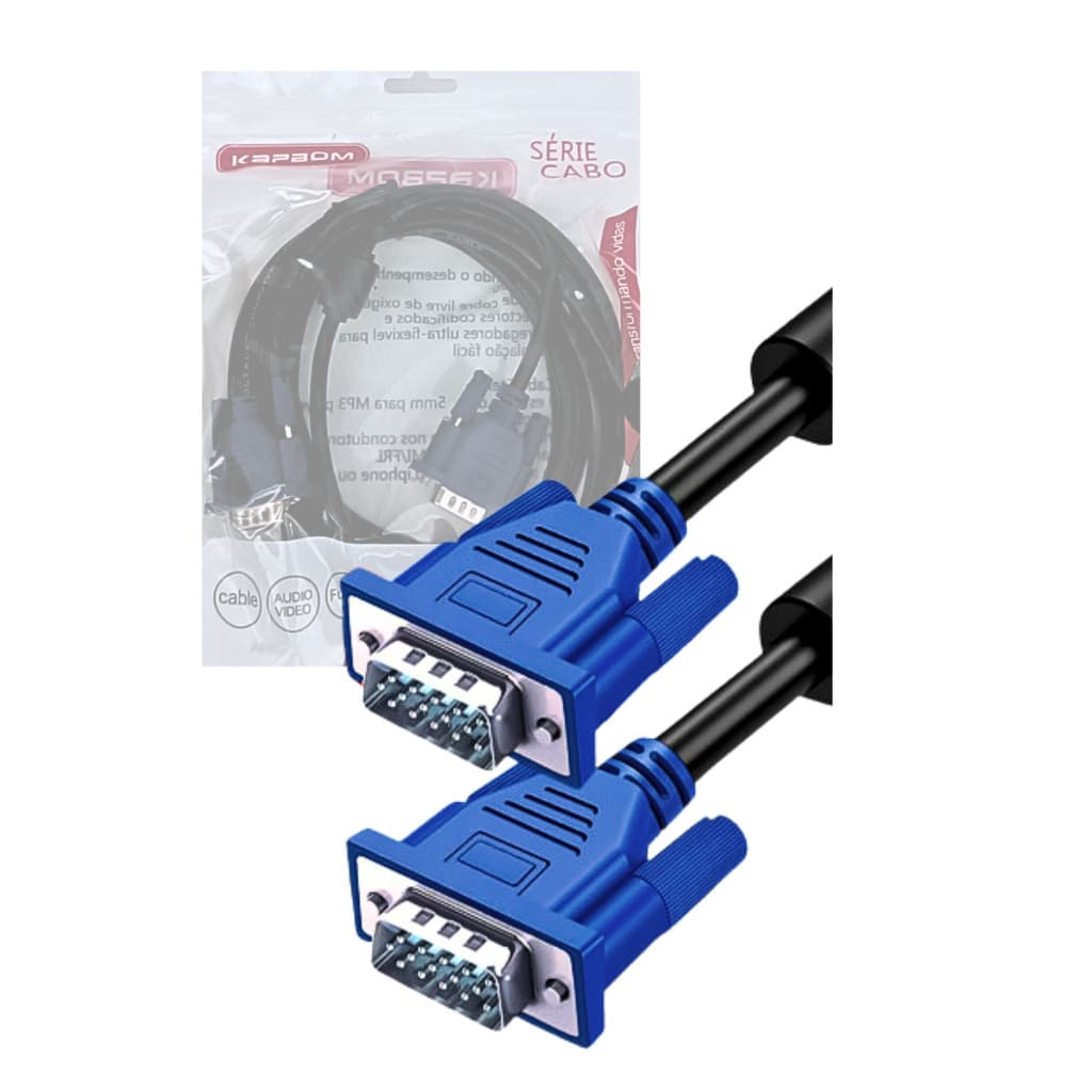 Cabo VGA/VGA Conexão de Vídeo para PC e Tela 1.8 Metros Kapbom KAP-VGA-1.8M