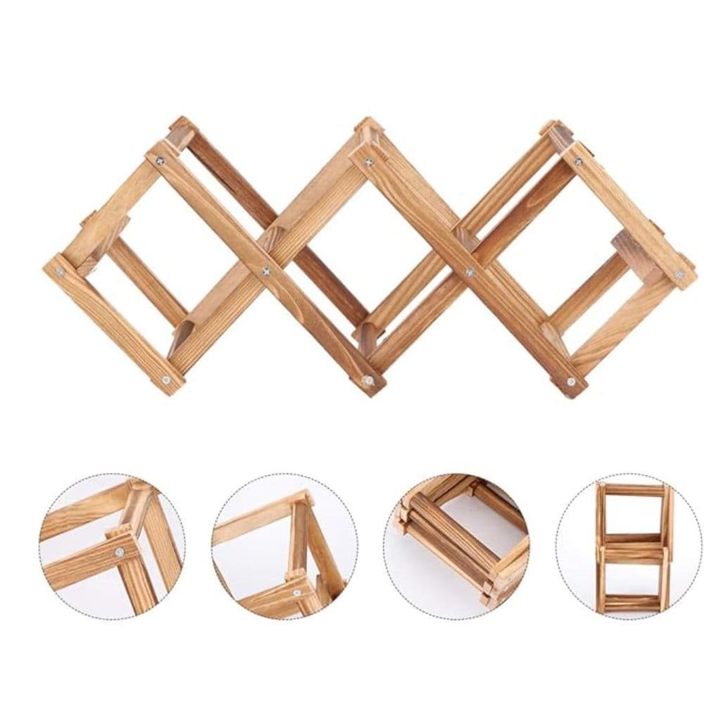 Suporte para 5 Garrafas de Vinho em Bambu – Armazenamento Elegante para sua Adega