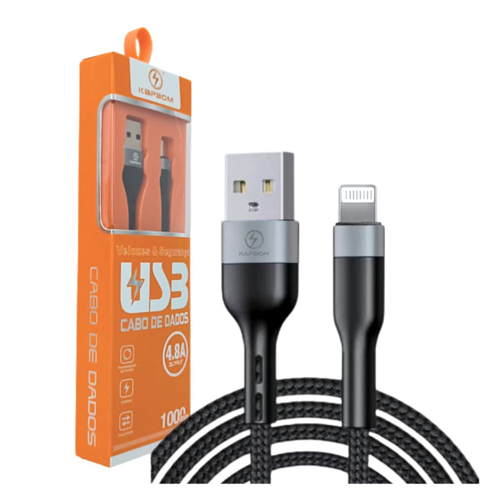 Cabo de dados USB / Lightning 4.8A de 1 Metro Kapbom KA-326-IOS