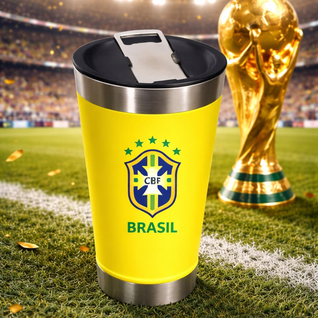 Copo Térmico Brasil 473ml Amarelo