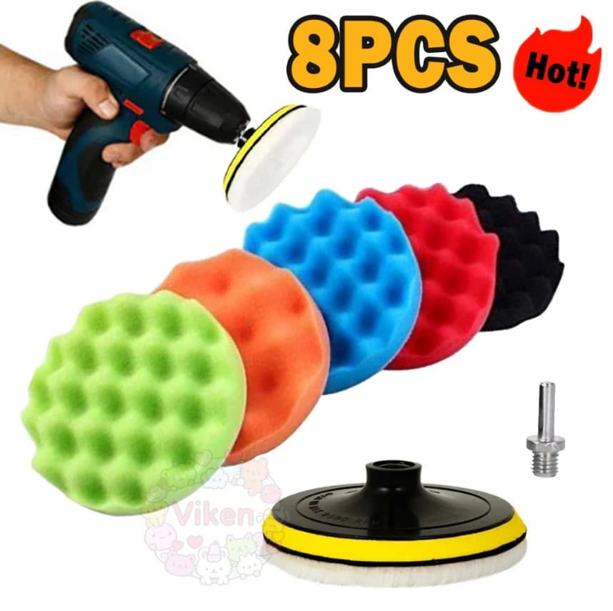 Kit 8 Boina Polimento Automotivo Espuma e Lã 3 Polegadas POLIMENTO PROFICIONAL