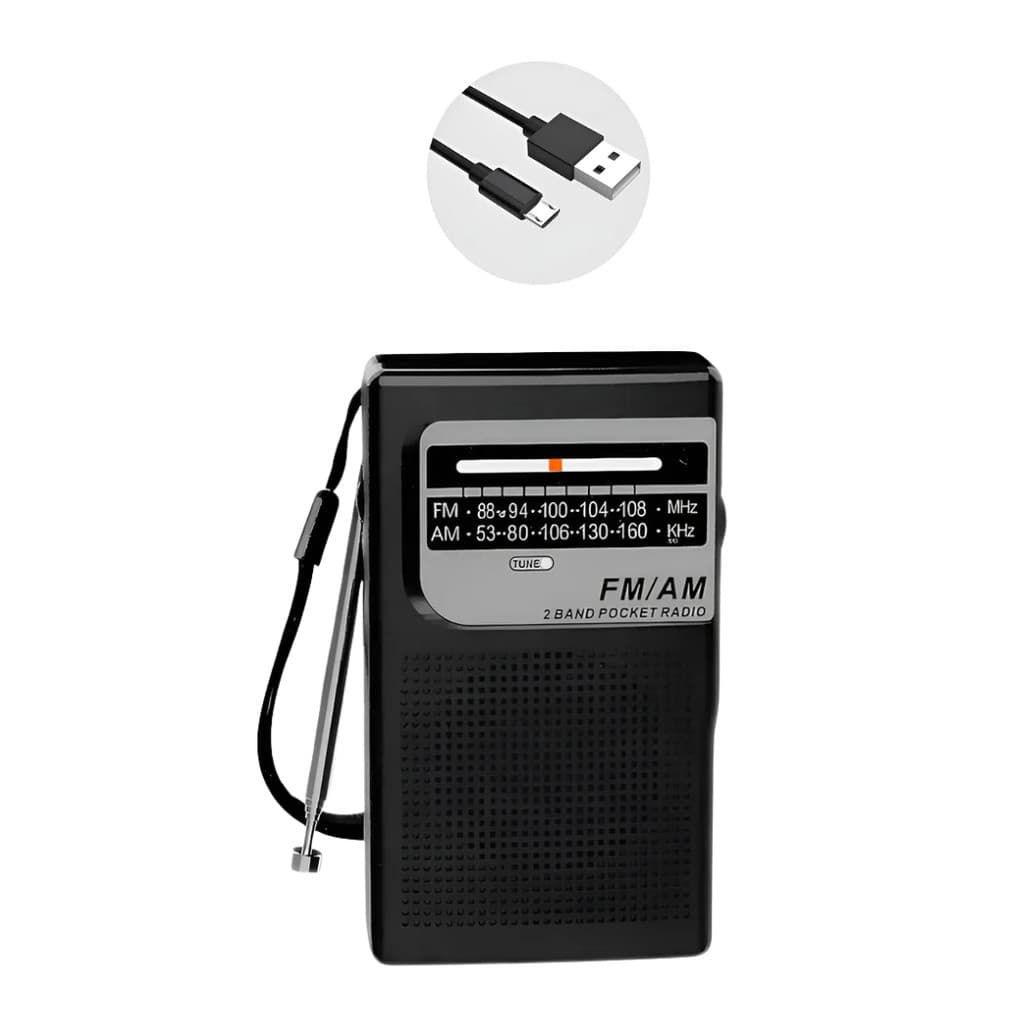Mini Rádio De Bolso FM/AM/P2 de 2 Bandas Retrô Vertical Pocket Kapbom KA-3325