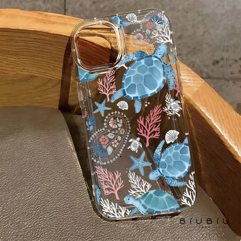 Tartarugas e corais Capinha Capa de Transparente Para iPhone 11 14 15 16 12 17 13 pro max 7/8 plus produto em alta