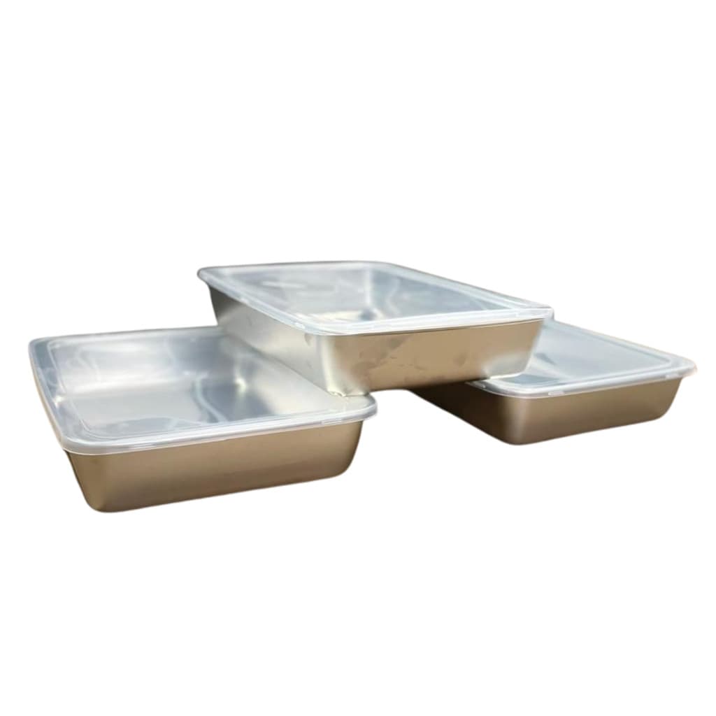 Conjunto com 3 Potes Retangular Grande em Alumínio forma de alumino