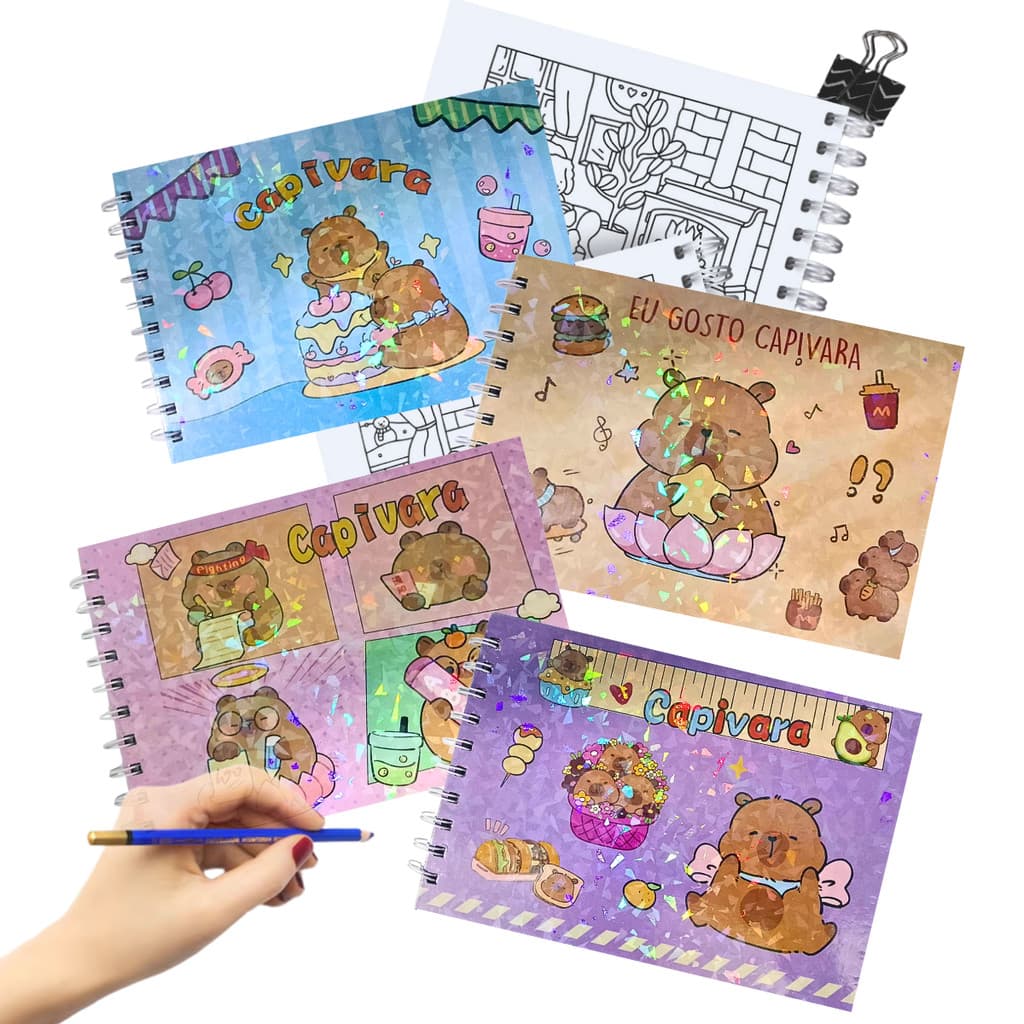 Caderno de Desenho Capivara Capa Dura A5 com 48 Folhas 180g