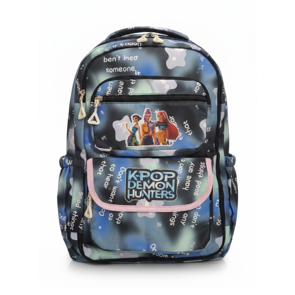 Mochila Escolar Estampada Estilo K-Pop | Azul | Feminina | E