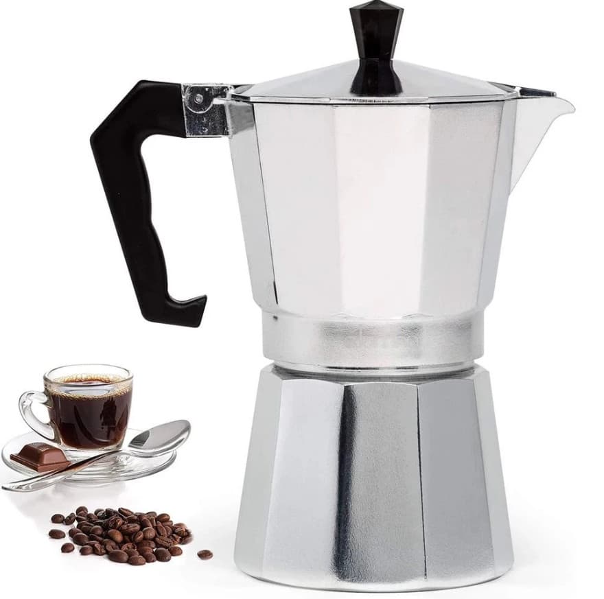 Cafeteira Italiana Alumínio 6 Xícaras Aço Decorada Top Cafeteira Rápida 1,4 litros