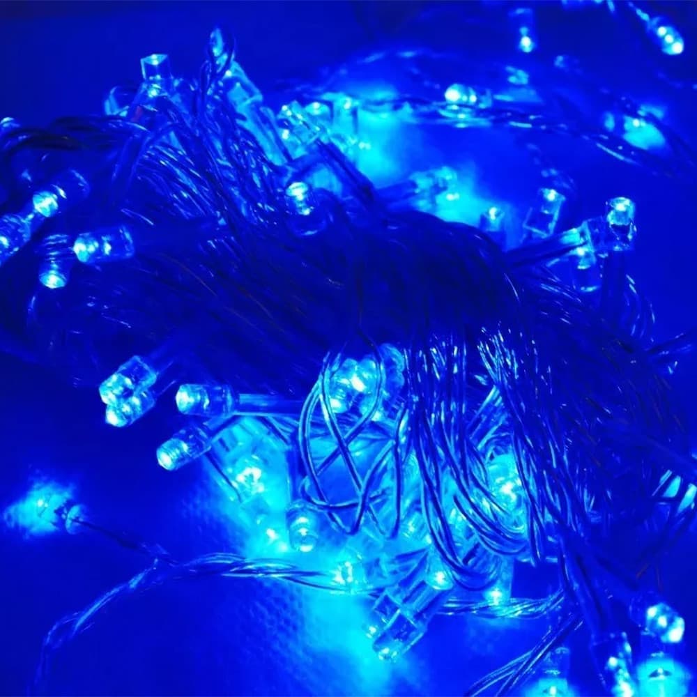 Fita LED 127V Azul 9m - Transparente, Brilho Festivo