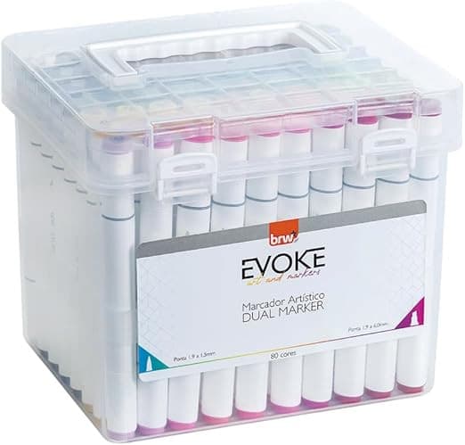 Conjunto de Caneta Colorida Ponta Dupla 120Pçs com Estojo Versão Pretas ou Brancas