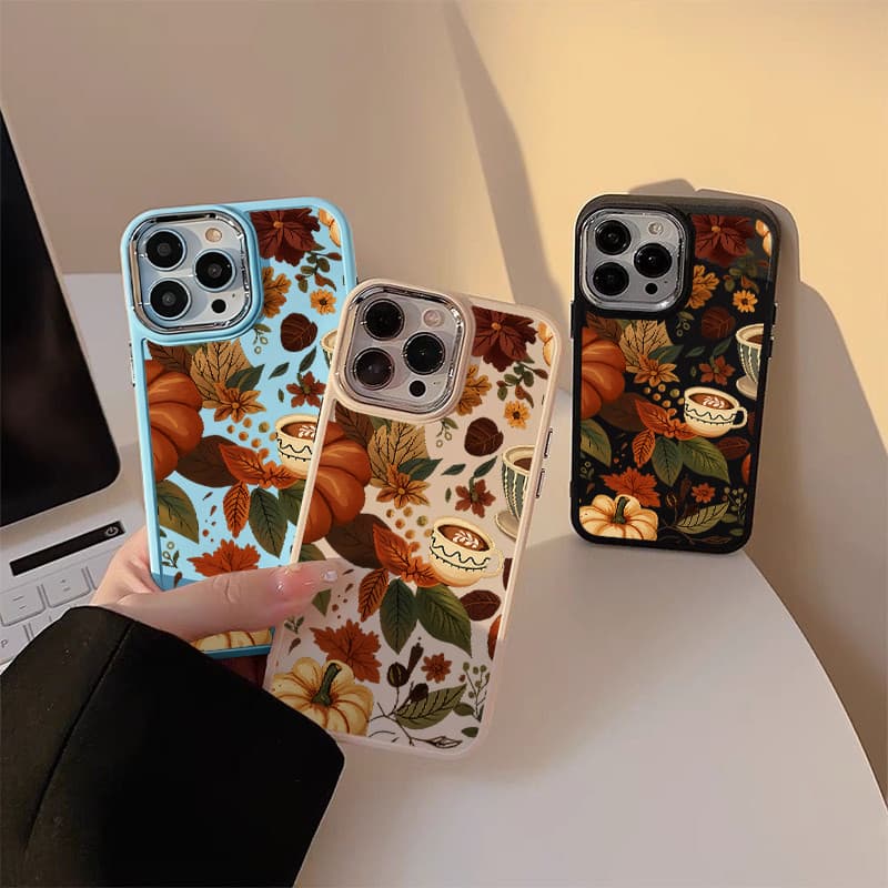 pumpkin café Capinha Capa Para IPHONE 13 11 15 14 12 16 17 PRO MAX AIR X XR XS MAX silicone TPU anti-impacto