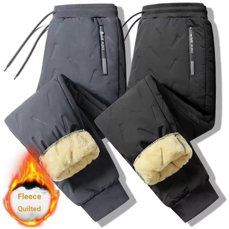 Inverno para baixo calças de algodão masculino 2 cores L-7XL cordeiro para baixo calças exterior mais veludo engrossado