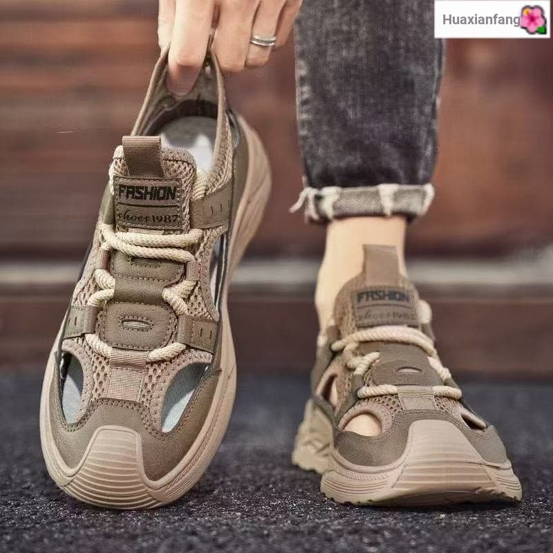 Baotou sandálias masculinas primavera verão oco sapatos de vadear masculino Casual respirável sola macia respirável bura