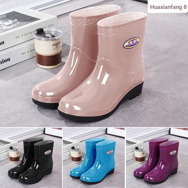 {2026 Novo produto} Botas de chuva femininas quentes de quatro estações Botas de água de cano médio Sapatos de água de c