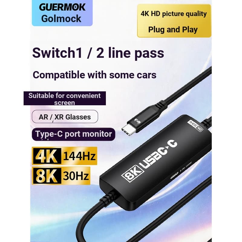 GUERMOK GUERMOK Switch2 Cabo de projeção CC sem Base de passagem de uma linha 8K Carga rápida Conexão direta Tela portát