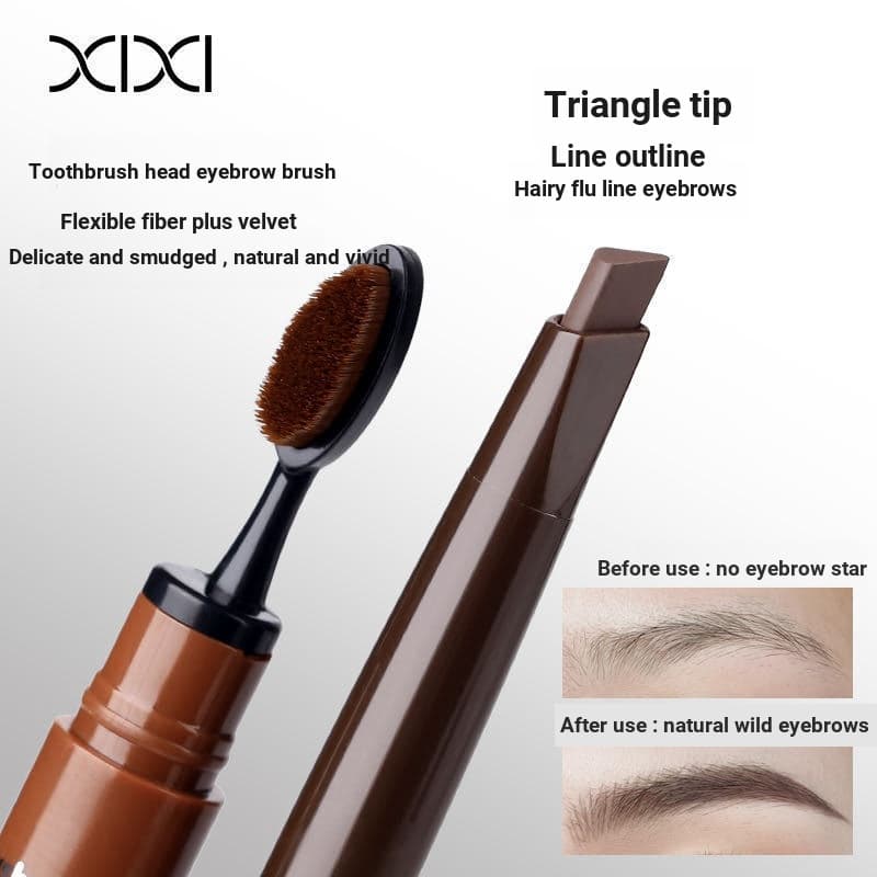 XIXI Cabeça de escova de dentes Lápis de sobrancelha Pincel de sobrancelha Natural Contorno suave Renderização de cores