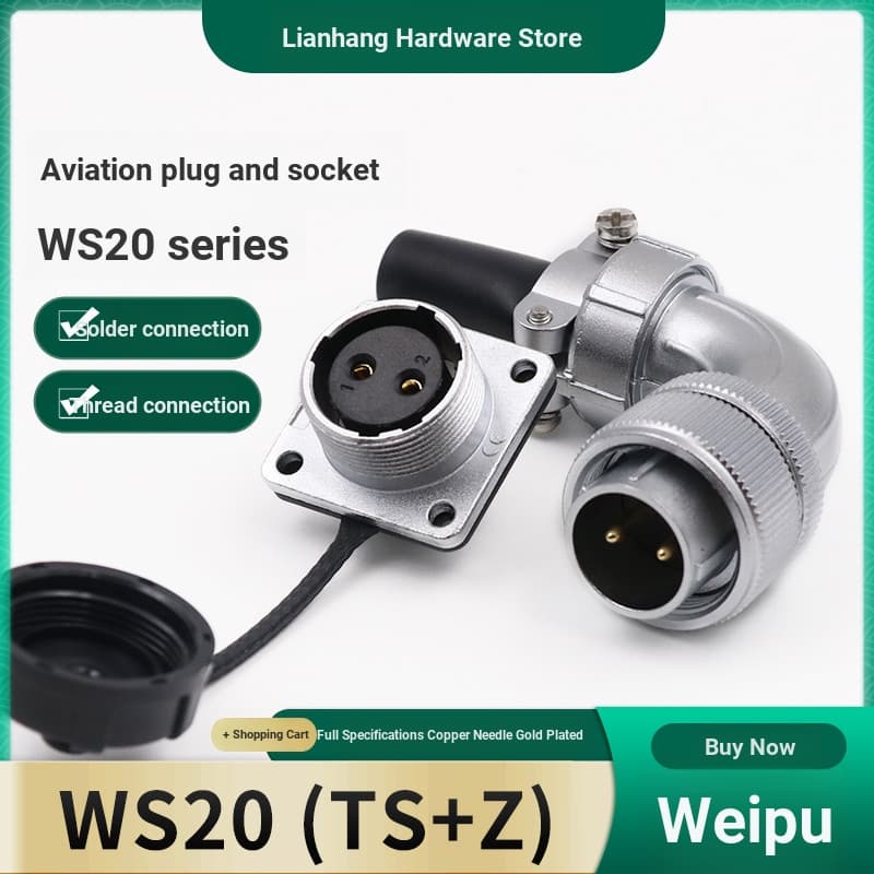 Tomada de aviação WEIPU WEIPU WS20-2-3-4-5-6-7-9 Núcleo 12 Núcleo Conector de cotovelo TS/Z
