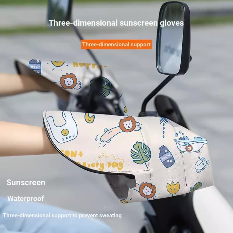 Veículo elétrico protetor solar luvas verão isolamento térmico bateria motocicleta capa de mão ciclismo inverno velo-Fle