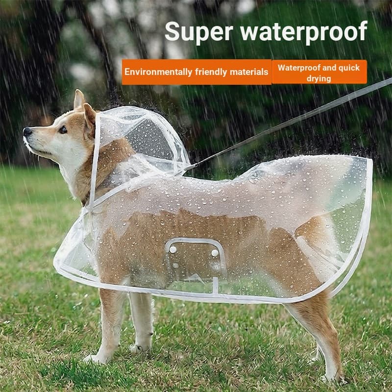 Capa de chuva para animais de estimação Capa de chuva transparente para cães à prova d'água à prova de vento Roupas para