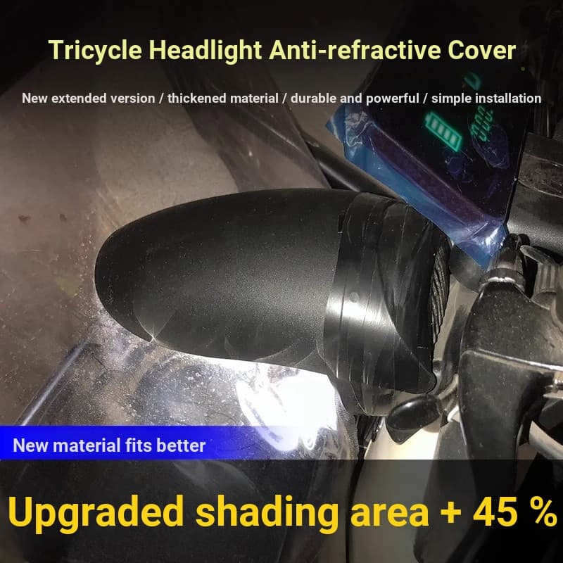 Farol de triciclo elétrico anti-reflexo anti-reflexo capa viseira farol borda deslumbrante placa modificada peças de far