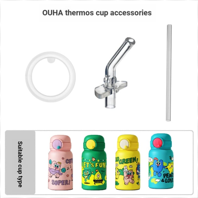 UOOHA copo térmico acessórios de palha em pé limpo bolso copo de palha cabeça de palha de Silicone copo de água anel de
