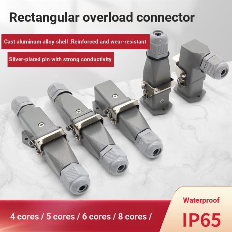 Conector de carga pesada H-HA003 4 5 6 8 núcleos retangular canal de fluxo de calor Industrial à prova d'água tomada de