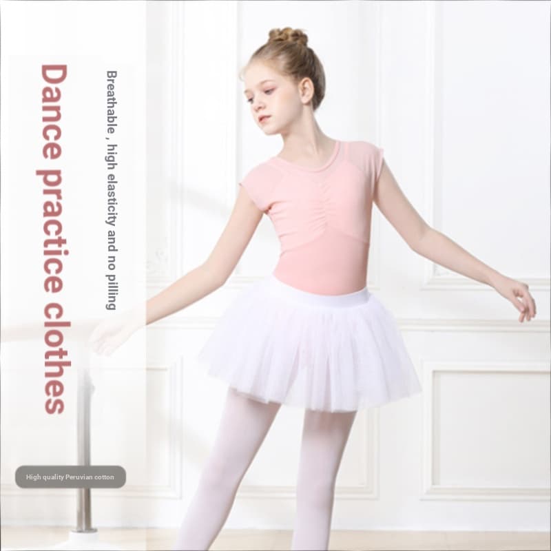 Meninas verão de manga curta trajes de dança infantil meninas trajes de prática saias de balé crianças dança chinesa sai