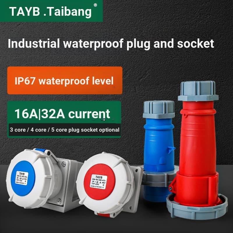 Plugue Industrial à prova d'água, 3 núcleos, 4 núcleos, 5 núcleos, 16A32A, conector trifásico de 380V, à prova d'água, I