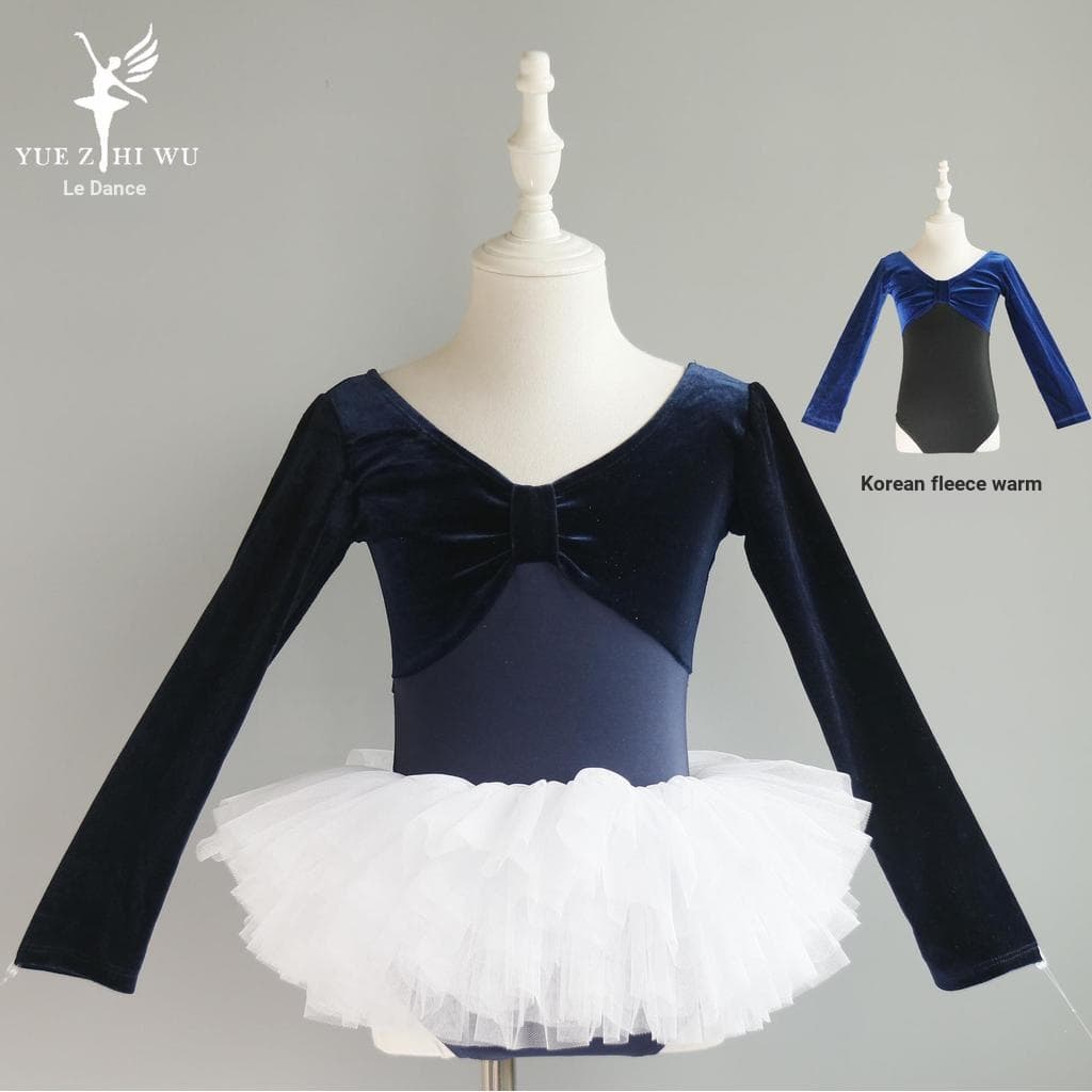 Traje de dança infantil outono prática traje de dança meninas traje de balé de manga comprida macacão de veludo desempen