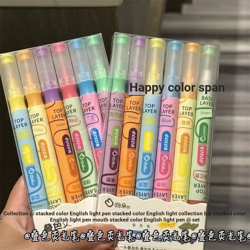 Marcador de duas cabeças em cores empilhadas Marcador de de alto aparência Alunos usam notas Marcadores de chav