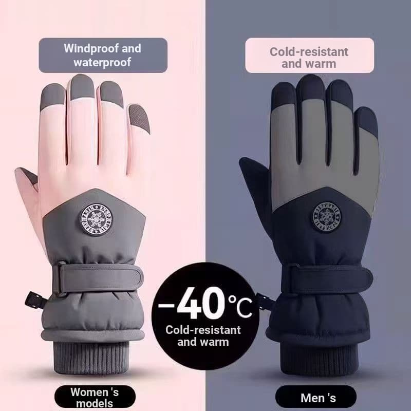 Luvas de algodão para inverno ao ar livre, luvas quentes à prova de frio, à prova de vento, forro de lã à prova d'água,
